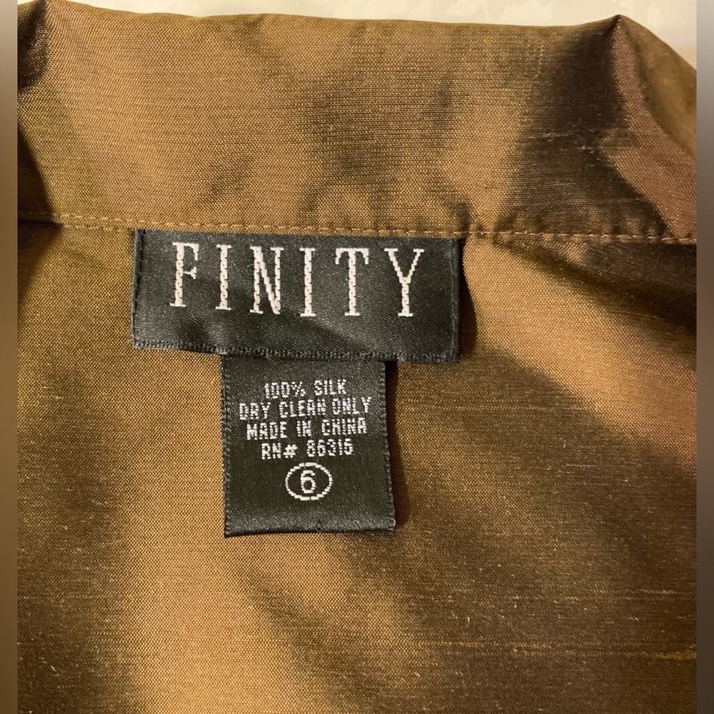 EUC Silk Top: "Shacket" - Shirt/Jacket, Shimmery Bronze, Button-Down w Placket - Picture 3 of 11